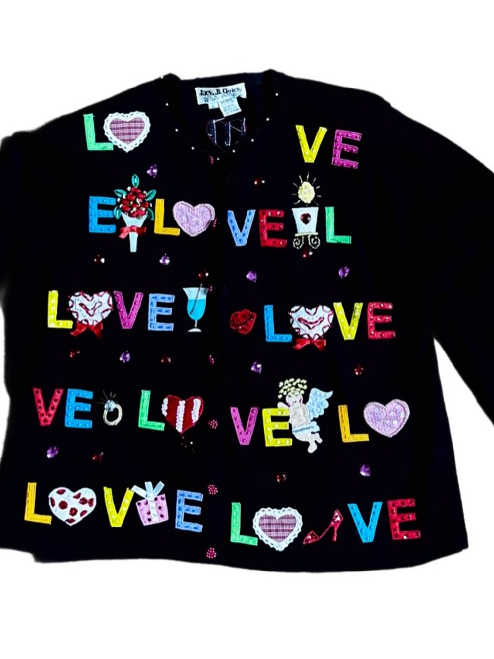 Jack B. Quick ~ X-Large ~ Multi-Colors ~ Valentine ~ Beaded ~ Cardigan Sweater